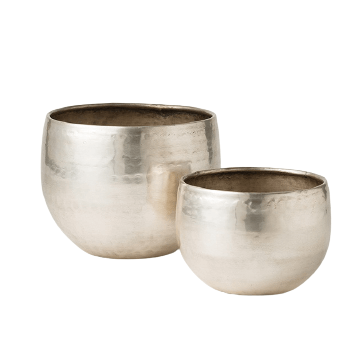 IRON FLOWER VASE (SILVER) SET OF 2